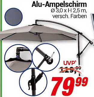Alu-Ampelschirm Ø 3,0 x H 2,5 m, versch. Farben