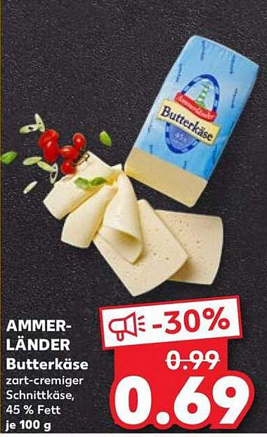 AMMERLÄNDER Butterkäse zart-cremiger Schnittkäse, 45 % Fett je 100 g
