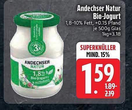 Andechser Natur Bio-Jogurt 500g