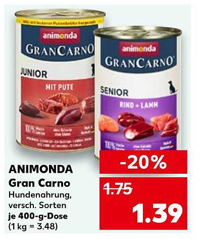 ANIMONDA Gran Carno Hundenahrung, verschiedenste Sorten je 400-g-Dose