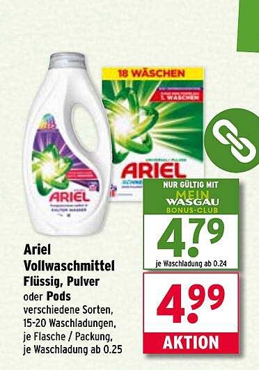 Ariel Vollwaschmittel Flüssig, Pulver oder Pods – verschiedene Sorten