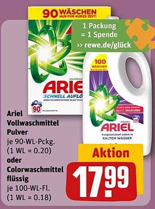 Ariel Vollwaschmittel Pulver und Colorwaschmittel flüssig – Aktion vom 04. bis 10. August 2025