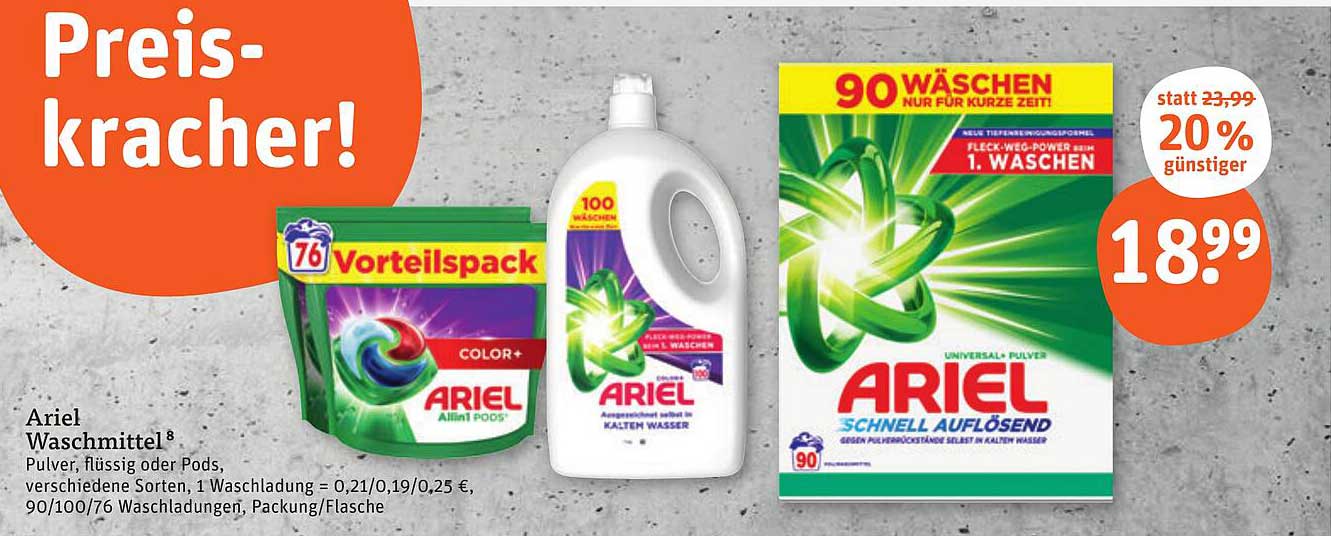 Ariel Waschmittel – 20 % günstiger!