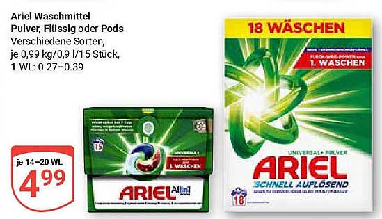Ariel Waschmittel Pulver, Flüssig oder Pods - Verschiedene Sorten