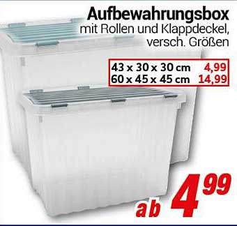 Aufbewahrungsbox mit Rollen und Klappdeckel, verschieden Größen