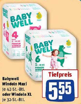 Babywell Windeln Maxi oder XL je 42-St.-Btl. oder 32-St.-Btl.