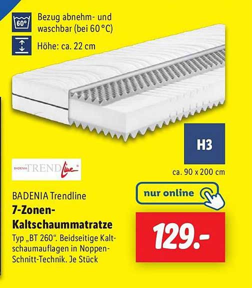 BADENIA Trendline 7-Zonen-Kaltschaummatratze Typ 'BT 260'