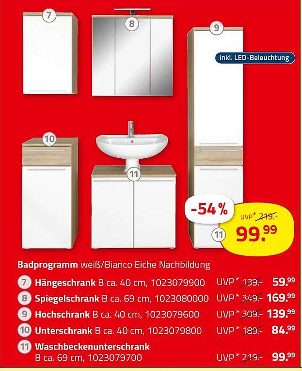 Badprogramm weiß/Bianco Eiche Nachbildung