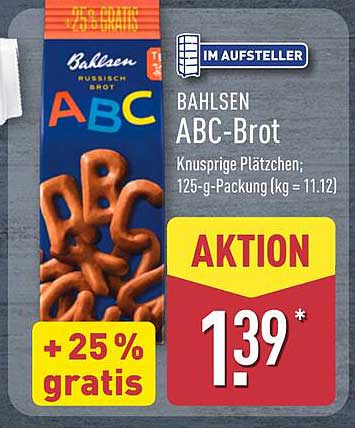 Bahlsen ABC-Brot - Knusprige Plätzchen mit 25% gratis