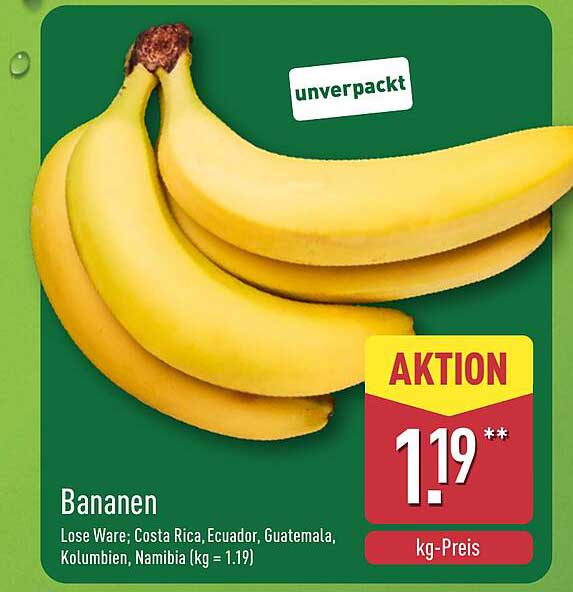 Bananen - Lose Ware aus Costa Rica, Ecuador, Guatemala, Kolumbien und Namibia