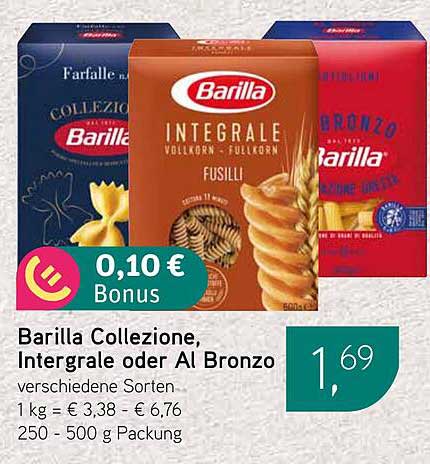 Barilla Collezione, Integrale oder Al Bronzo – verschiedene Sorten