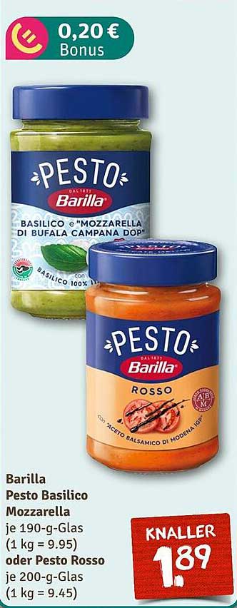 Barilla Pesto Basilico Mozzarella oder Pesto Rosso im Angebot