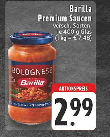 Barilla Premium Saucen verschiedene Sorten, je 400 g Glas