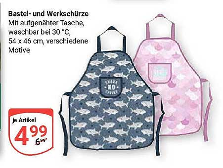 Bastel- und Werkschürze mit aufgenähter Tasche