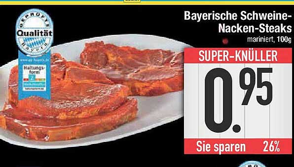 Bayerische Schweine-Nacken-Steaks, mariniert, 100g
