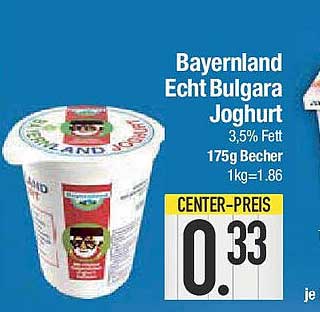 Bayernland Echt Bulgara Joghurt 3,5% Fett 175g Becher