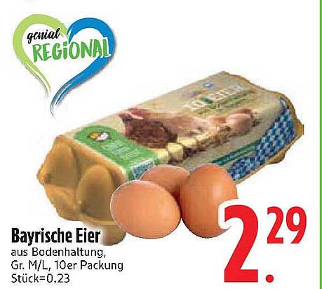 Bayrische Eier aus Bodenhaltung, Gr. M/L, 10er Packung
