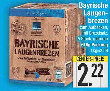 Bayrische Laugenbrezeln zum Aufbacken, 5 Stück, gefroren