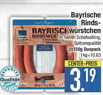 Bayrische Rindswürstchen im feinen Schafsaftling, Spitzenqualität