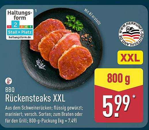 BBQ Rückensteaks XXL 800 g