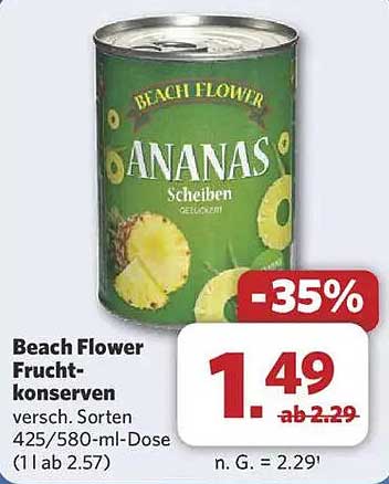 Beach Flower Ananasscheiben in der Dose