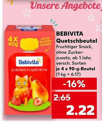 BEBIVITA Quetschbeutel - Erdbeere in Apfel-Birne