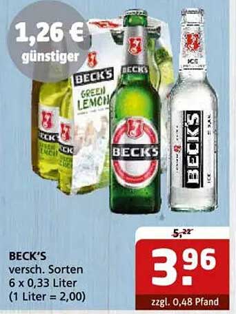BECK'S versch. Sorten 6 x 0,33 Liter