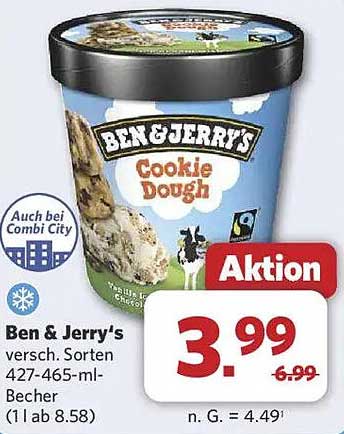 Ben & Jerry's Cookie Dough – 427-465 ml Becher - Aktion