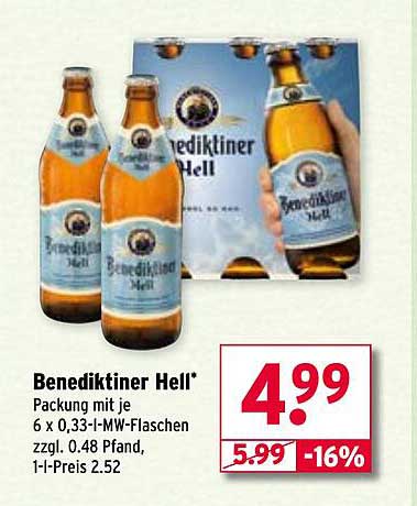 Benediktiner Hell - 6er-Packung für Genussmomente