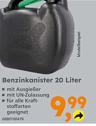 Benzinkanister 20 Liter mit Ausgießer