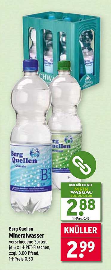 Berg Quellen Mineralwasser 6 x 1,0 Liter PET-Flaschen