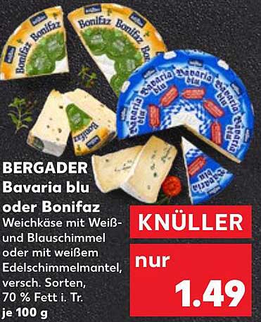 BERGADER Bavaria blu oder Bonifaz Weichkäse mit Weiß- und Blauschimmel