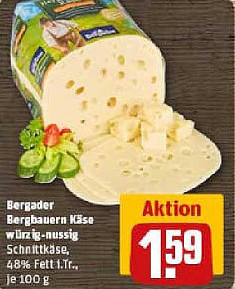 Bergader Bergbauern Käse würzig-nussig Schnittkäse, 48% Fett i. Tr., je 100 g