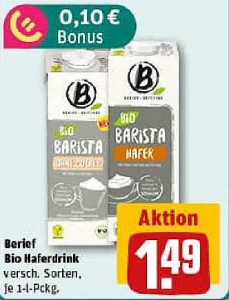 Berief Bio Haferdrink in verschiedenen Sorten