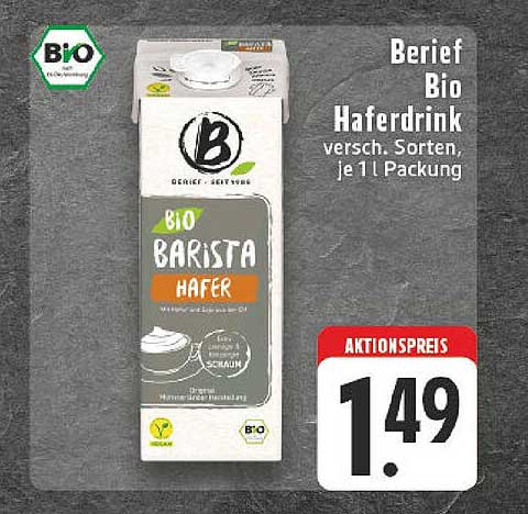 Berief Bio Haferdrink - verschiedene Sorten, je 1 L Packung