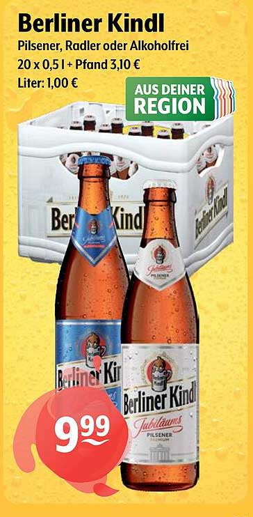 Berliner Kindl Pilsener, Radler oder Alkoholfrei – 20 x 0,5l
