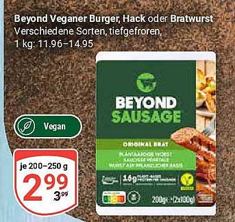 Beyond Veganer Burger, Hack oder Bratwurst - 200g