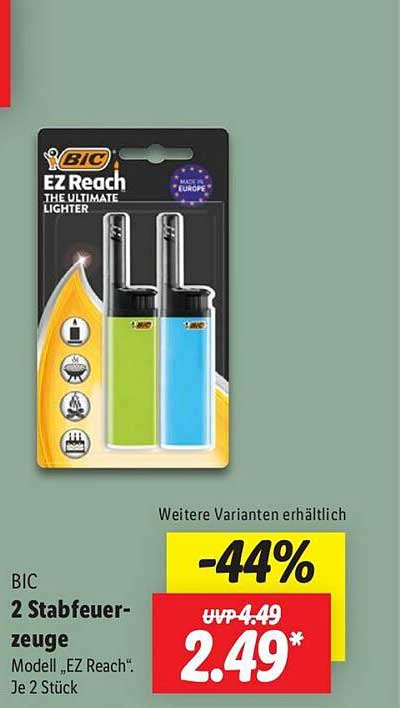 BIC 2 Stabfeuerzeuge – Modell „EZ Reach“