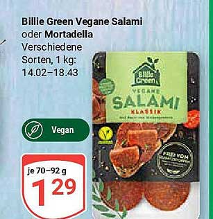 Billie Green Vegane Salami oder Mortadella - Verschiedene Sorten, 1 kg