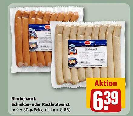 Binckebank Schinken- oder Rostbratwurst, je 9 x 80-g-Pckg.