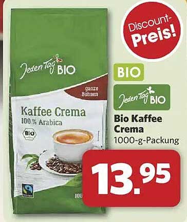 Bio Kaffee Crema 100% Arabica - 1000-g-Packung