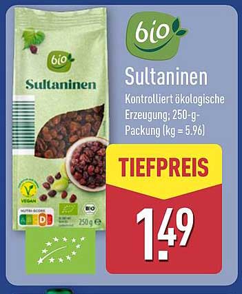 Bio Sultaninene - 250g Packung zum Tiefpreis