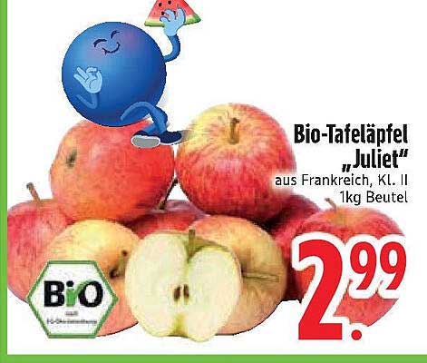 Bio-Tafeläpfel 'Juliet' aus Frankreich, KL. II, 1kg Beutel