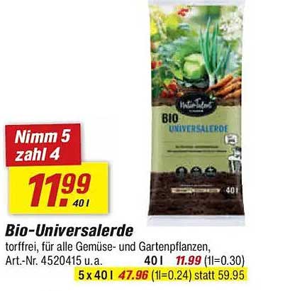 Bio-Universalerde 40l - Nehmen Sie 5 zahlen Sie 4!