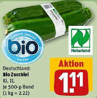 Bio Zucchini Kl. II, je 500-g-Bund