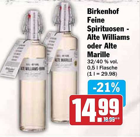 Birkenhof Feine Spirituosen - Alte Williams oder Alte Marille