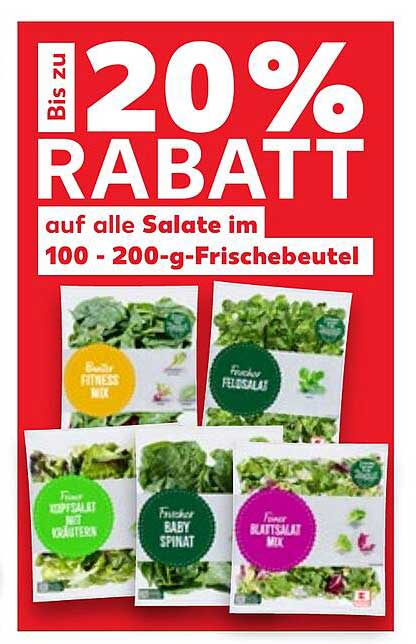 Bis zu 20% Rabatt auf alle Salate im 100 - 200-g-Frischebeutel