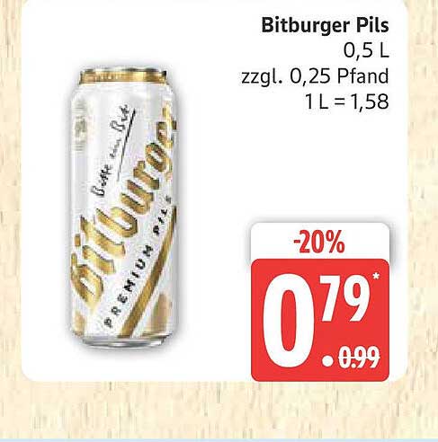 Bitburger Pils 0,5 L - jetzt 20% reduziert!