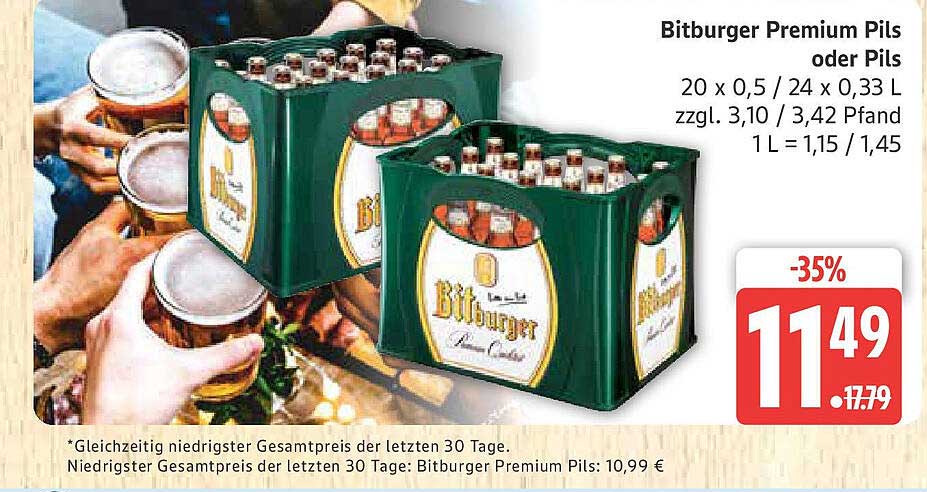 Bitburger Premium Pils oder Pils 20 x 0,5 L