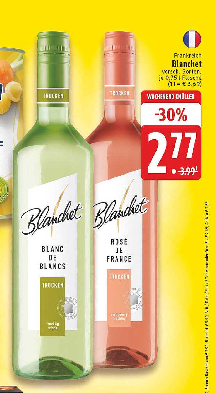 Blanchet Blanc de Blancs und Rosé de France 0,75 l Flasche - Trocken